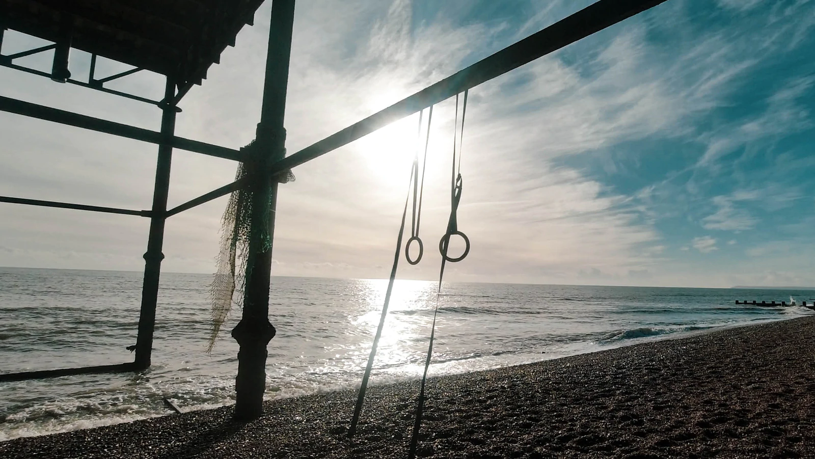 Gymnastic rings in beach