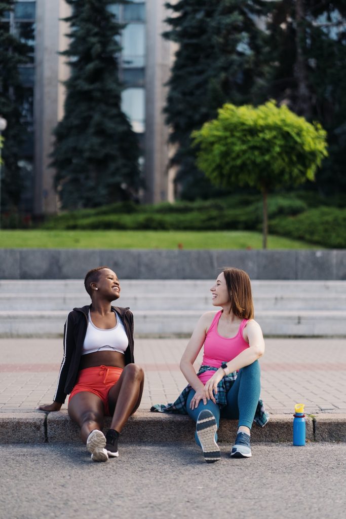 Women relaxing after exercise